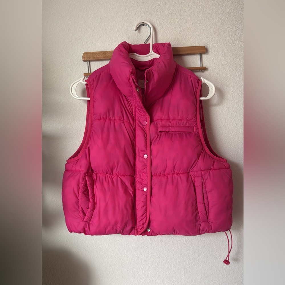 Simply Southern Hot Pink crop Puffer Vest
